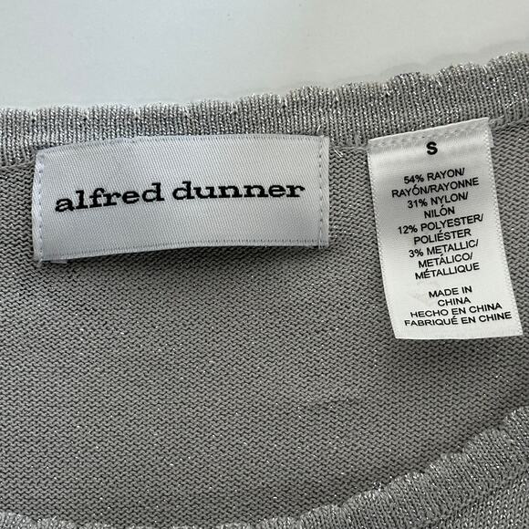 Alfred Dunner Gray Floral Glitter Long Sleeve Layered Blouse Womens Size Small S - Picture 7 of 9